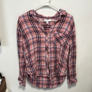 Pink and blue plaid flannel